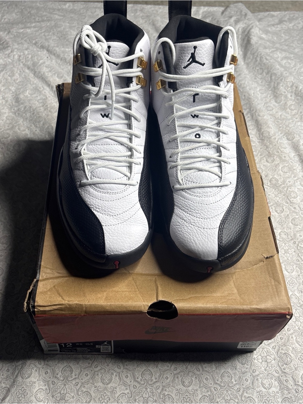 Jordan Men’s Athletic Shoes in White, Black and Gold Accents